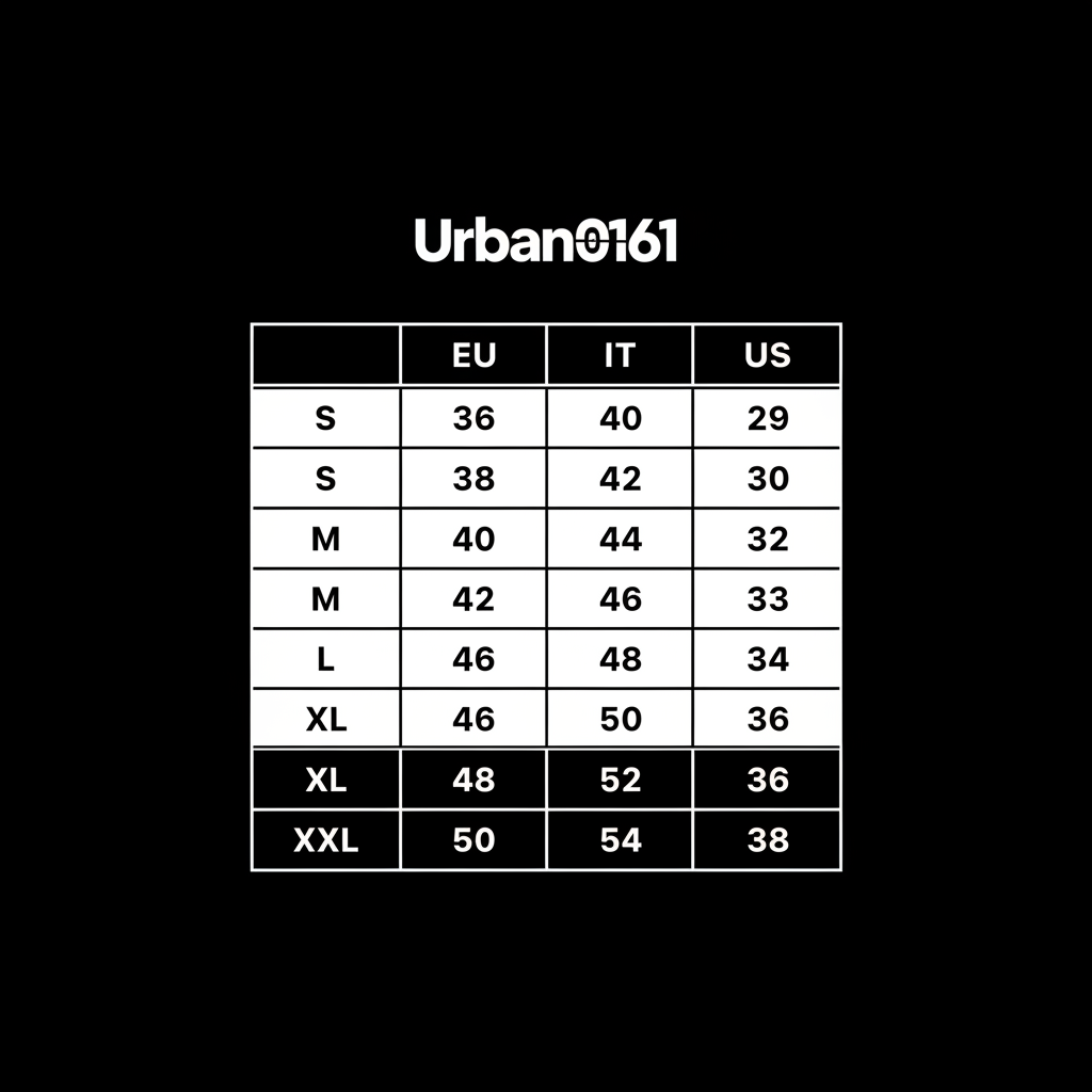 Tabella taglie Urban0161 finale